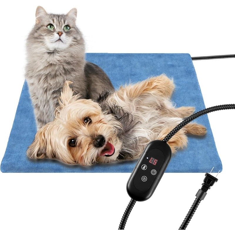 Electric Pet Heating Pad W/ Temperature Control Timer Waterproof Non Skid Bottom