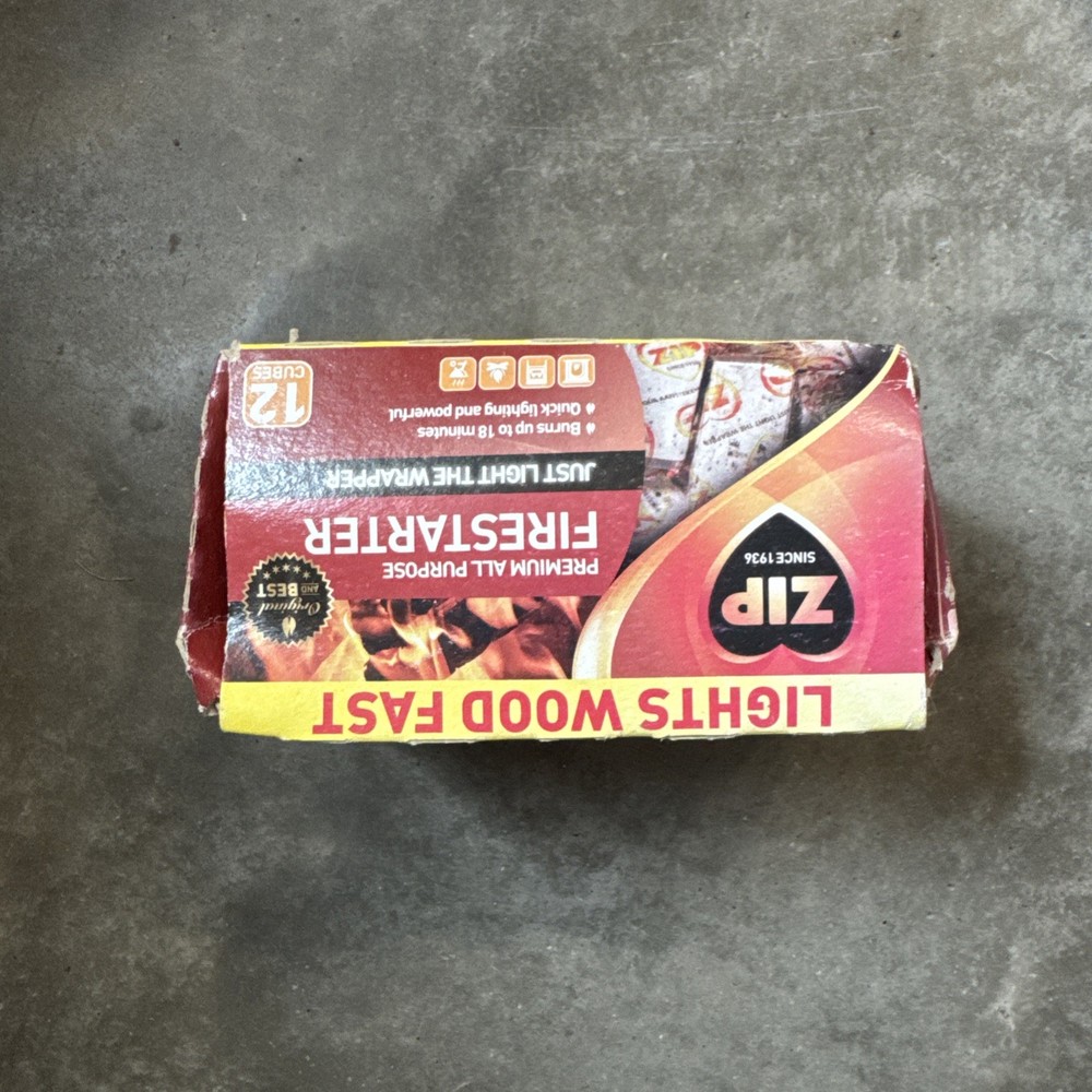 Zip Firestarter Premium All Purpose Wrapped Fire Starters 12 Pack | Box Damage