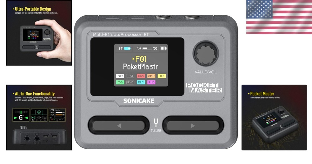 Pocket Master-Multi Effects Guitar Pedal with 9 Ef