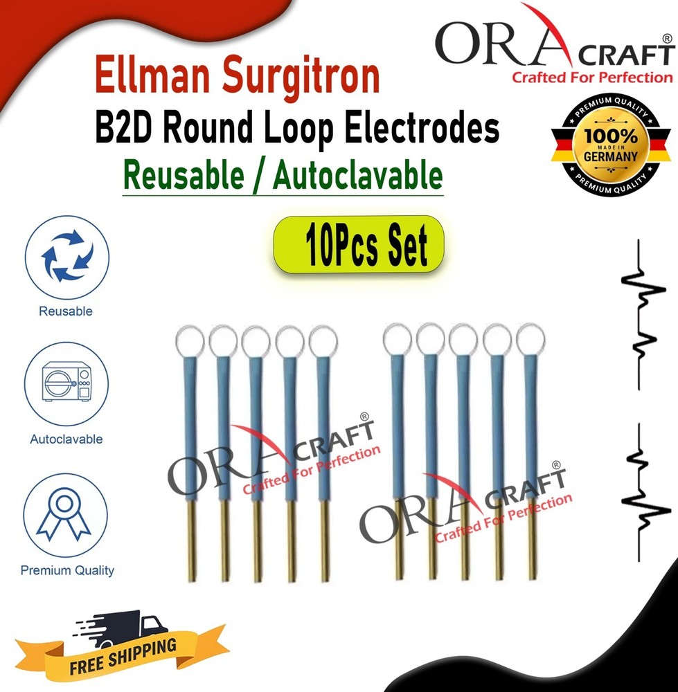 Ellman Surgitron B2D Round Loop Electrodes Reusable / Autoclavable 10Pcs Set
