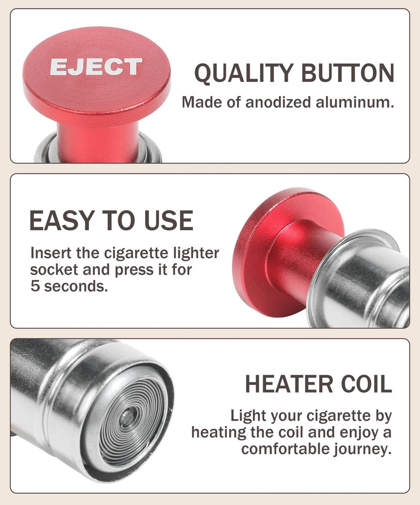 bylikeho Car Cigarette Lighter,Cigarette Lighter Plug,Car Accessories Eject