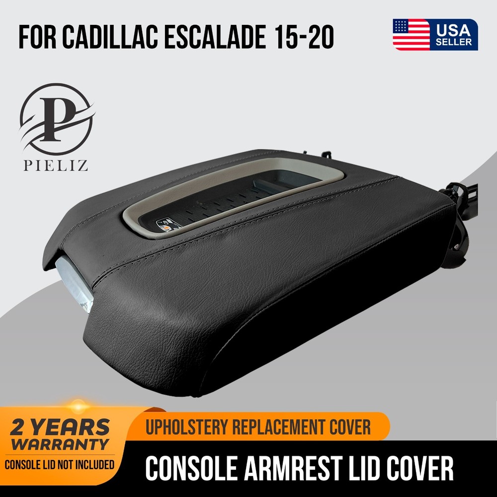 Console Armrest Cover Leather for Cadillac Escalade 2015-2020 Black