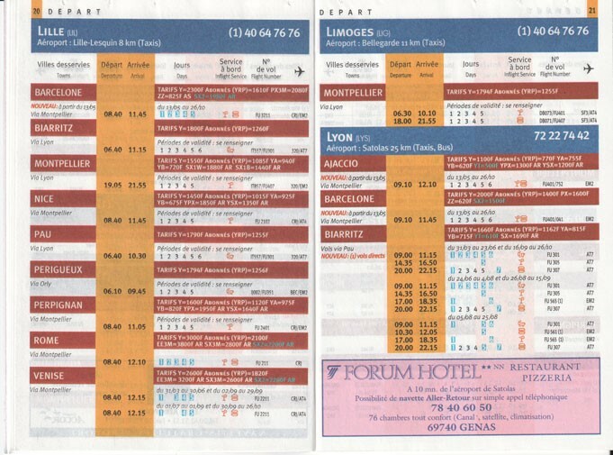 Air Littoral timetable 1996/03/31