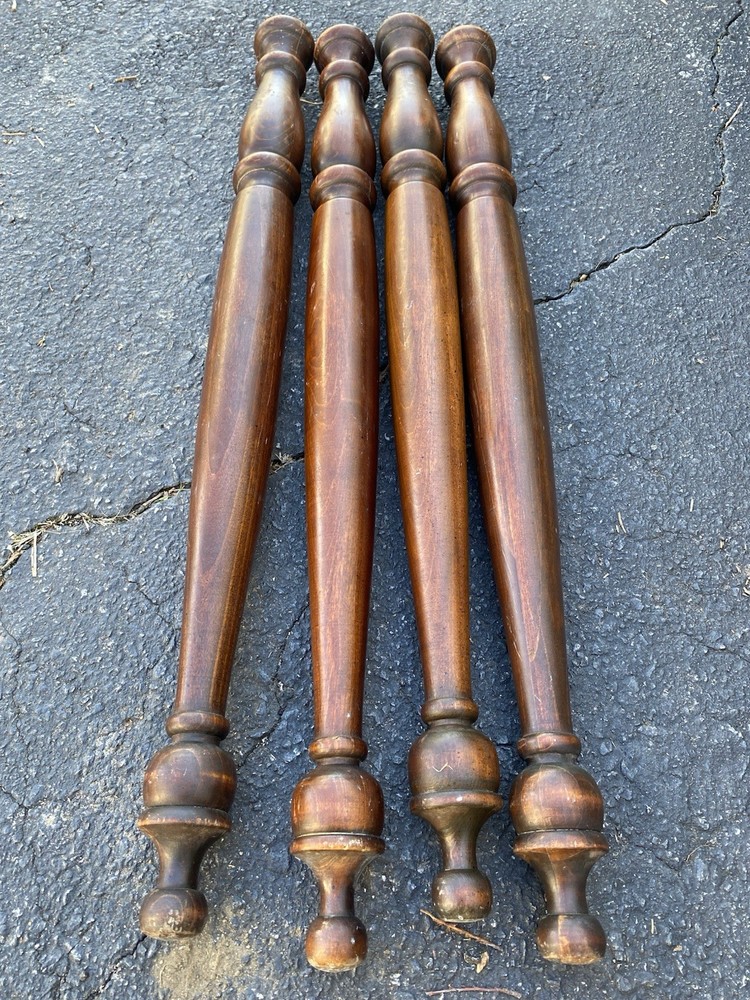 Set of four Antique turned solid Maple legs recovered from an ancient table
