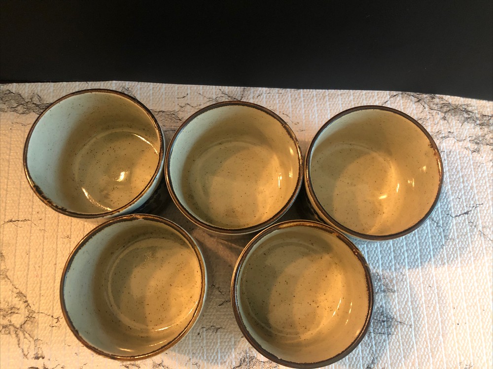 (5) Asian Stoneware Blue Dragon Teacups