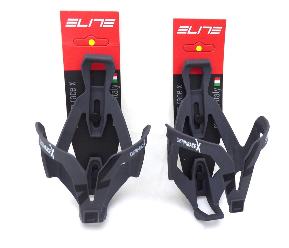 Elite Custom Race X Bottle Cage, Gray/Black, PAIR