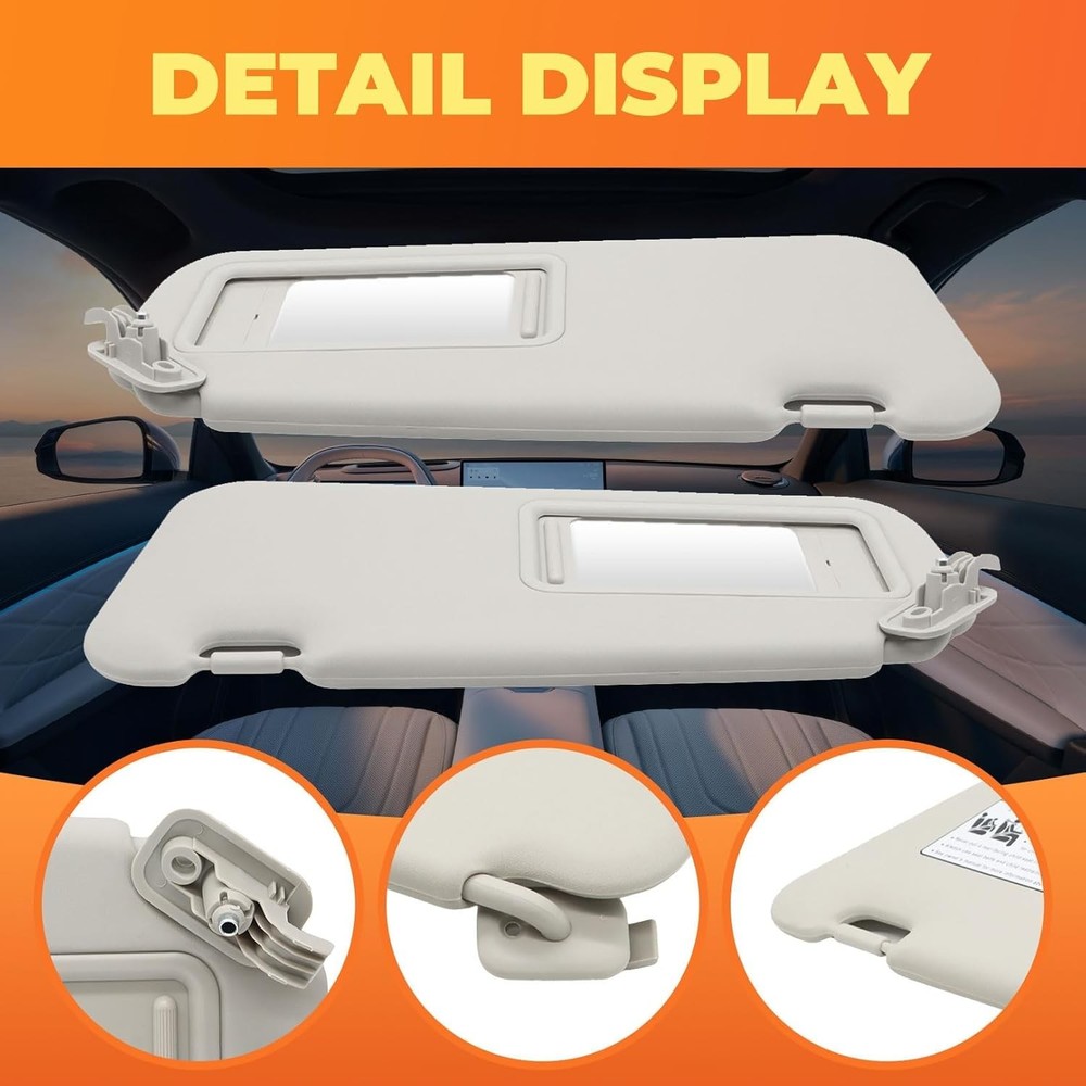 Pair Gray Sun Visor Driver&Passenger Side Compatible with 3 2010 2011 2012 2013