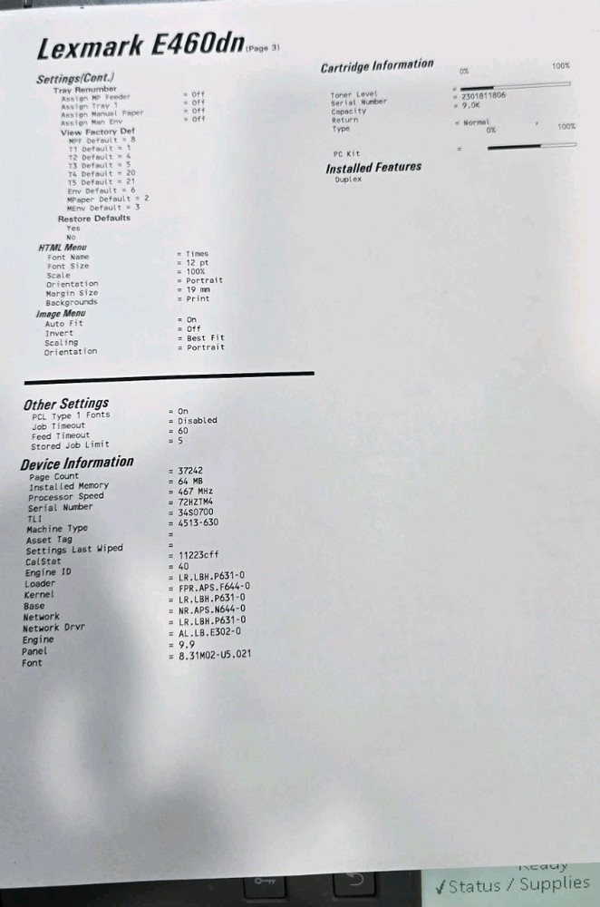 Lexmark E460dn Workgroup Laser Printer | Duplex | Network | Fast & Reliable