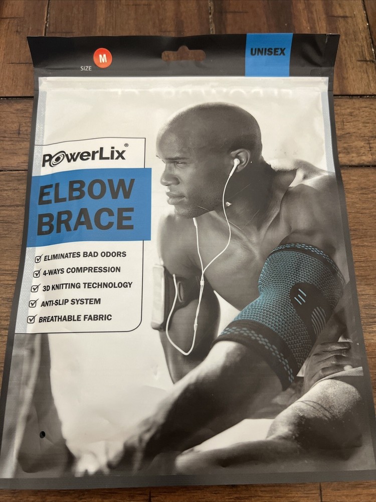 c PowerLix Elbow Brace Compression Support Sleeve Tendonitis Black Medium