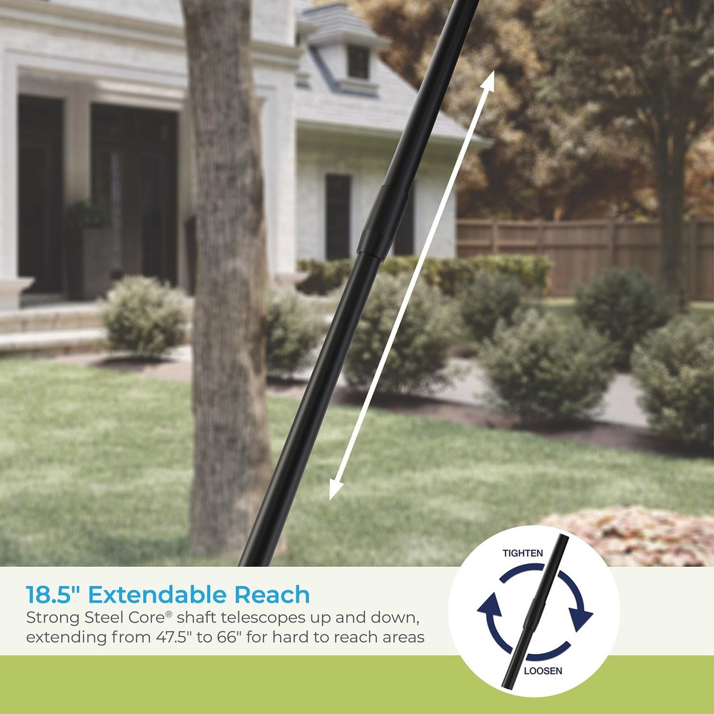 Telescoping Rake with 24-Inch Poly Tine Profile, Extendable Steel Core Shaft,...