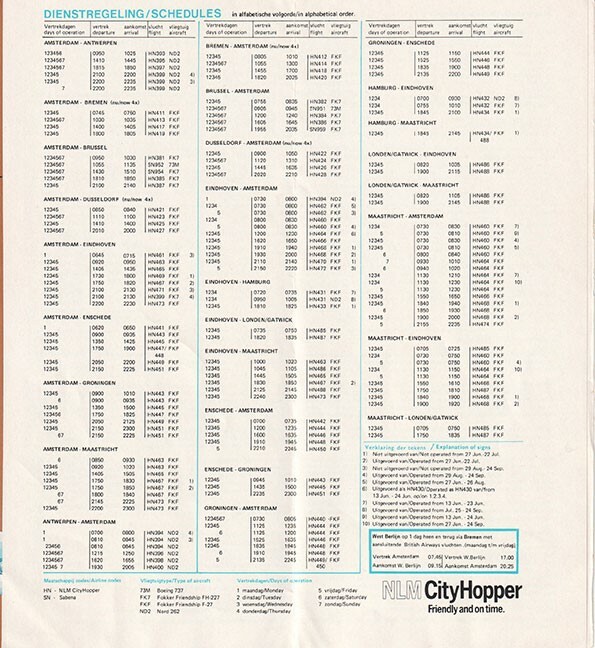NLM CityHopper timetable 1977/06/13