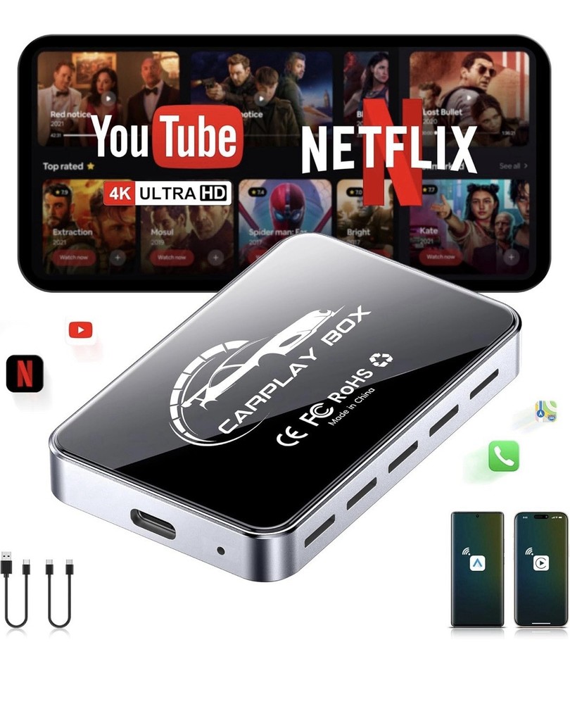 Wireless Carplay Adapter Compatible With Android Auto And Carplay. 4K