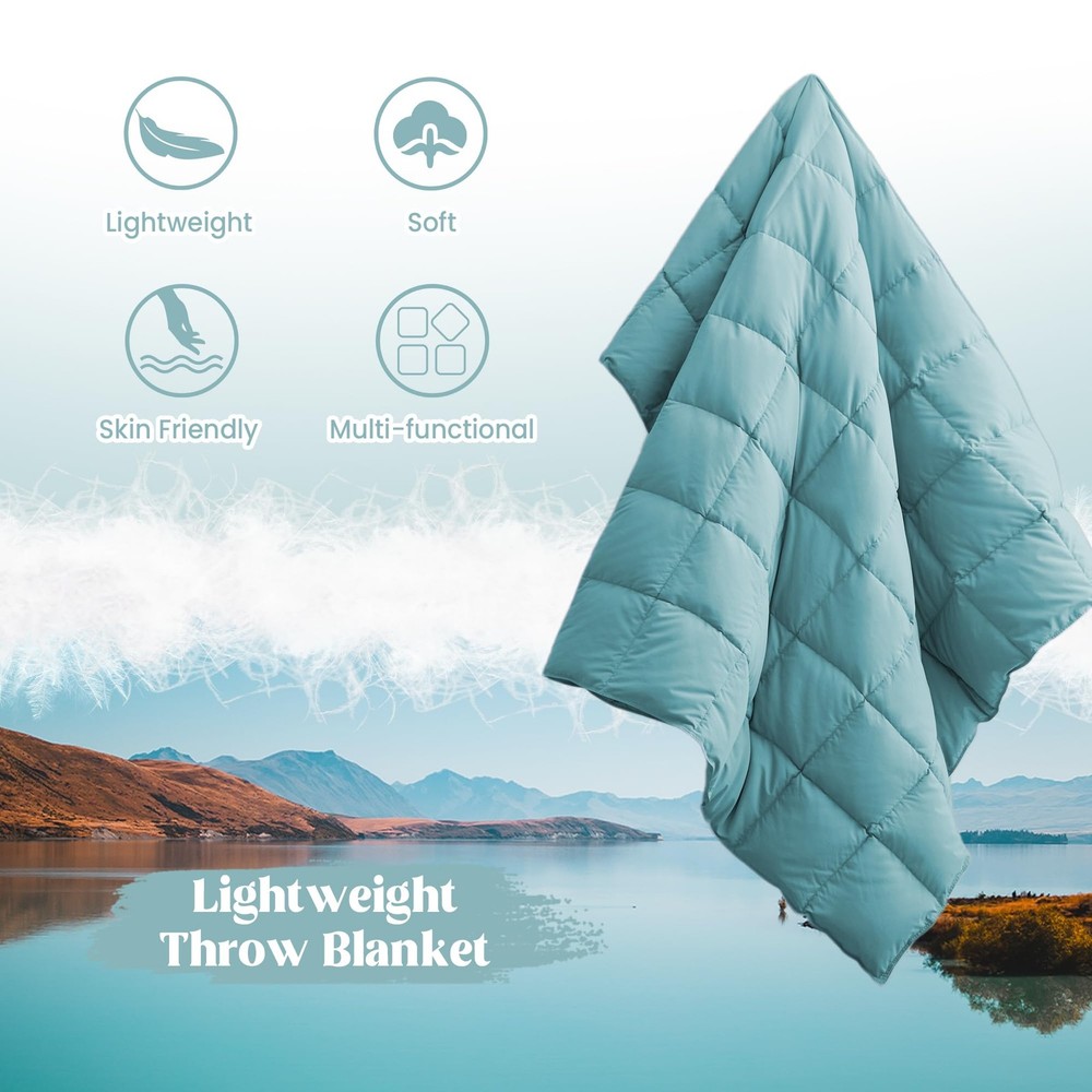 puredown® Soft Feather Down Throw Blanket Lightweight Packable Couch Throw fo...