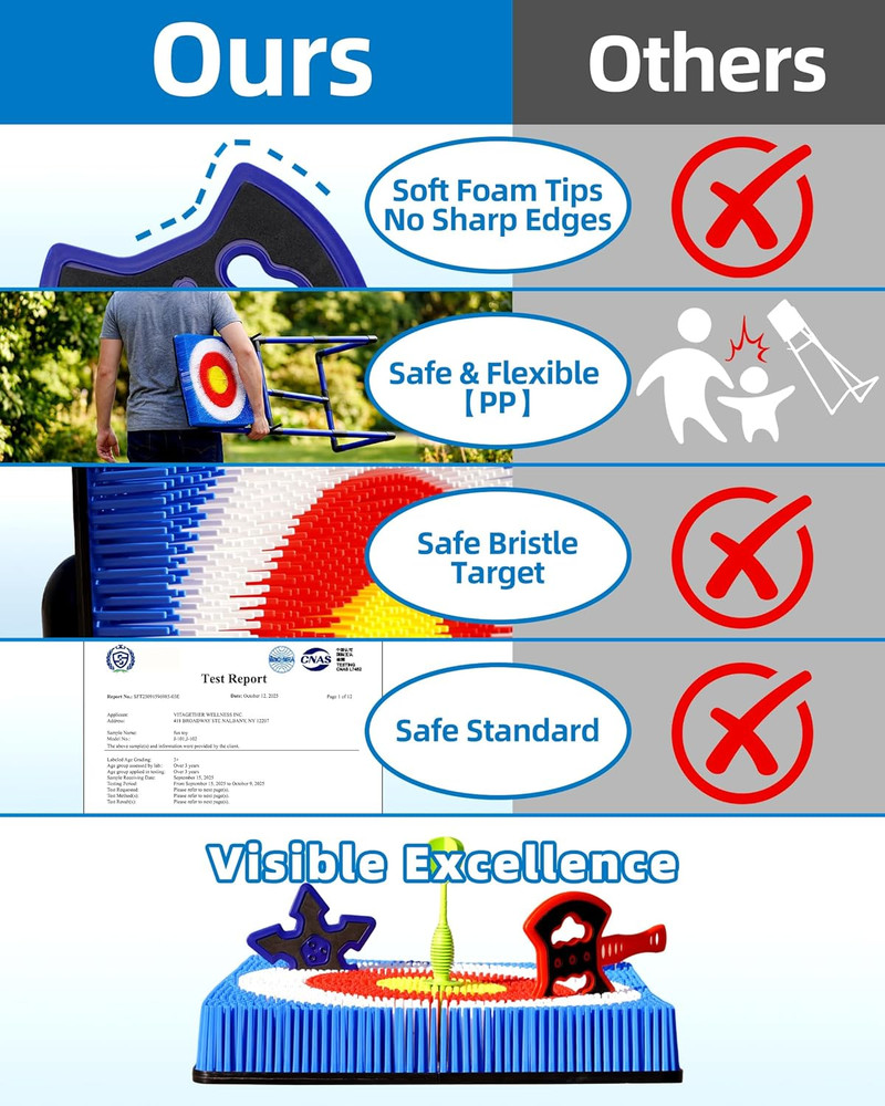 Axe Throwing Game for Backyard with Bristle Target & 12 Throwing Axes Set, Indoo