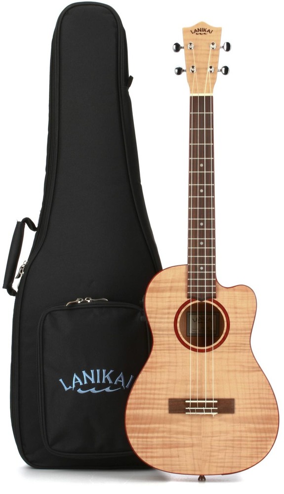Lanikai FM-CEB Flame Maple Ukulele with Cutaway & Electronics - Baritone