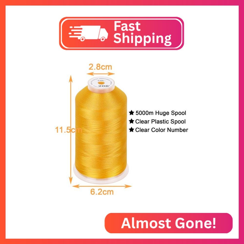 New brothread - 2 Huge Spools 5000M Each Polyester Embroidery Machine Thread 40W