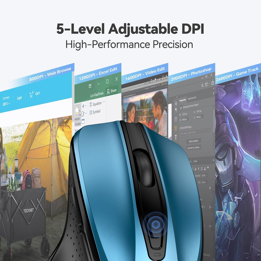 Wireless , 2.4G Ergonomic Optical , Computer for Laptop, PC, Computer, Chrome...