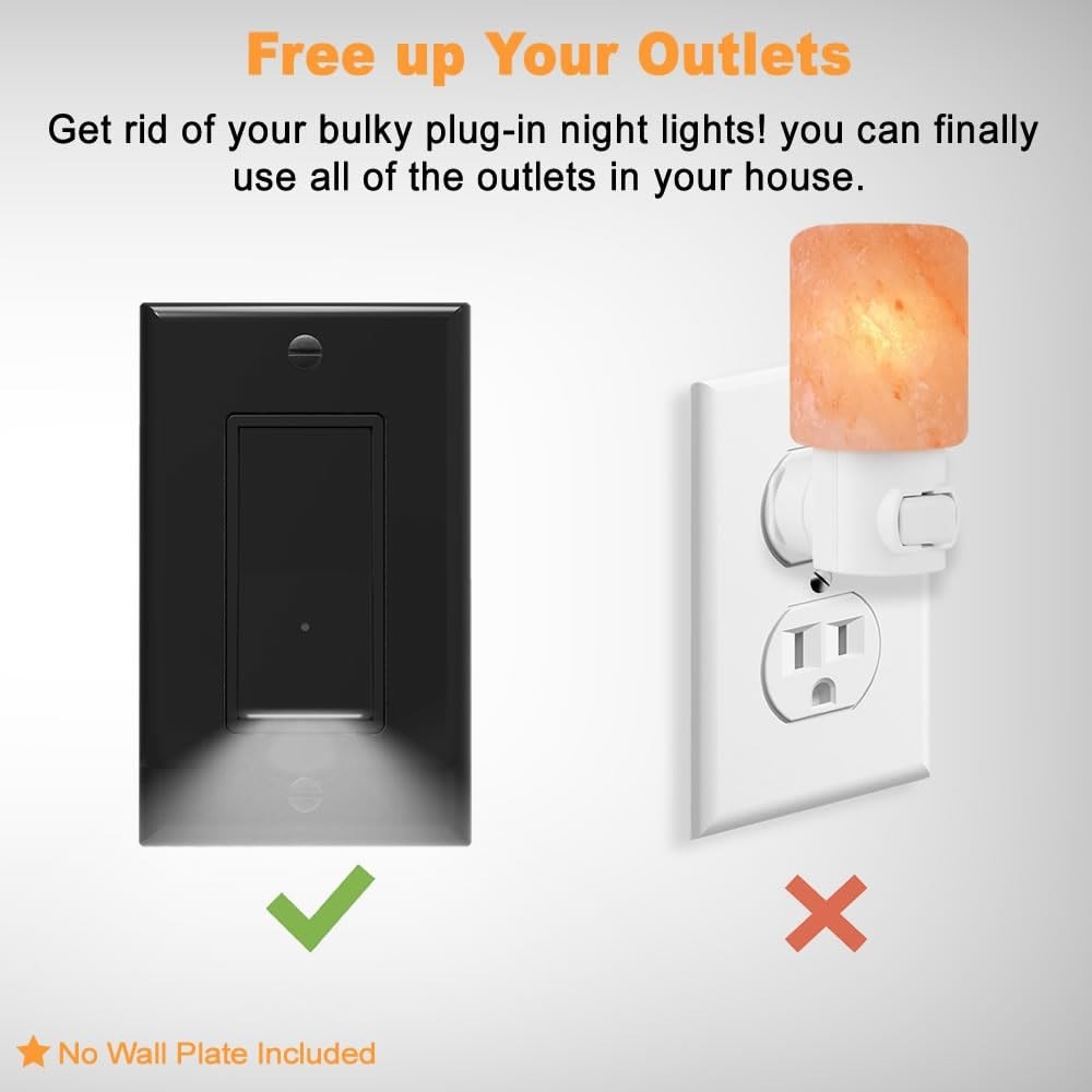 10-Pack LED Night Light Switch, Single Pole Rocker - Black