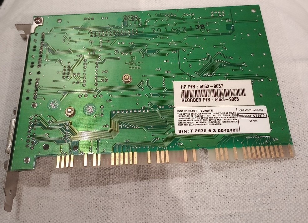 CREATIVE TECHNOLOGY CT2970 ISA SONATE AUDIO BOARD