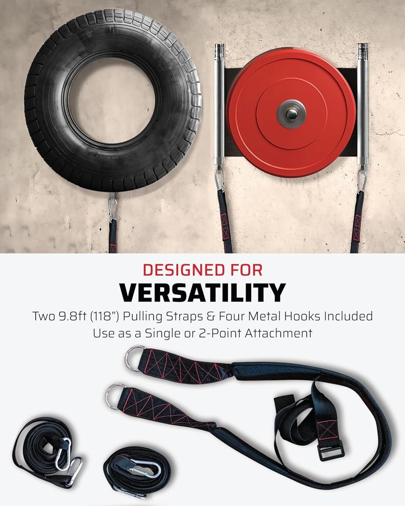 THEFITGUY Sled Pulling Belt, Adjustable Closure, 2 Straps & 4...