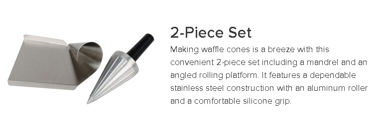 Waffle Cone Maker Ice Cream Roller Mold Big Rolling Forming Tool 10" 2-Piece Set