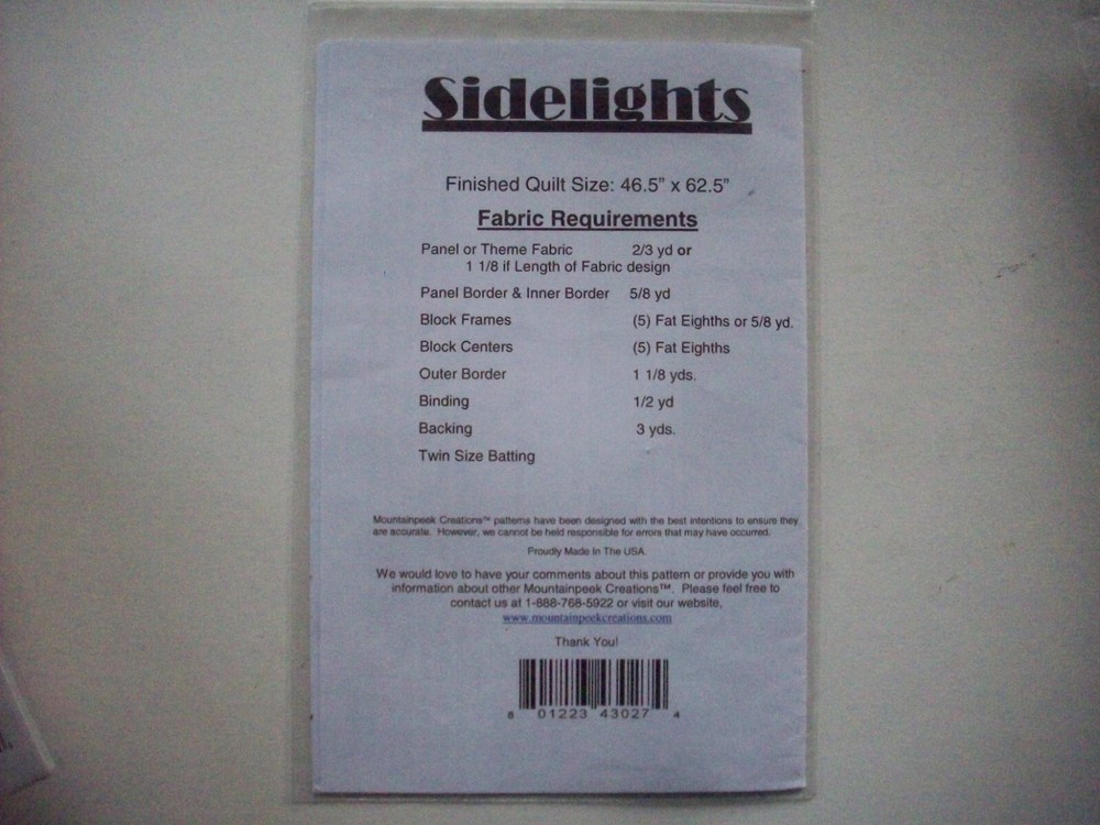 Sidelights pieced quilt pattern simple large blocks *W