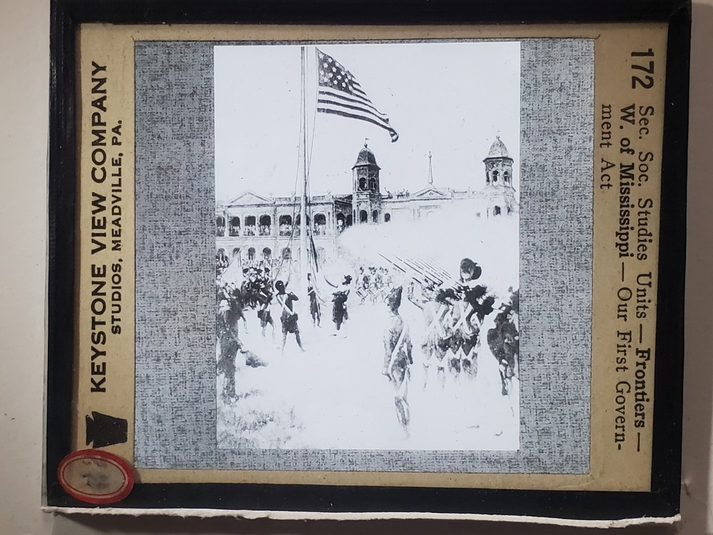 Our First Government Act, Frontiers, c1930s Magic Lantern Glass Slide