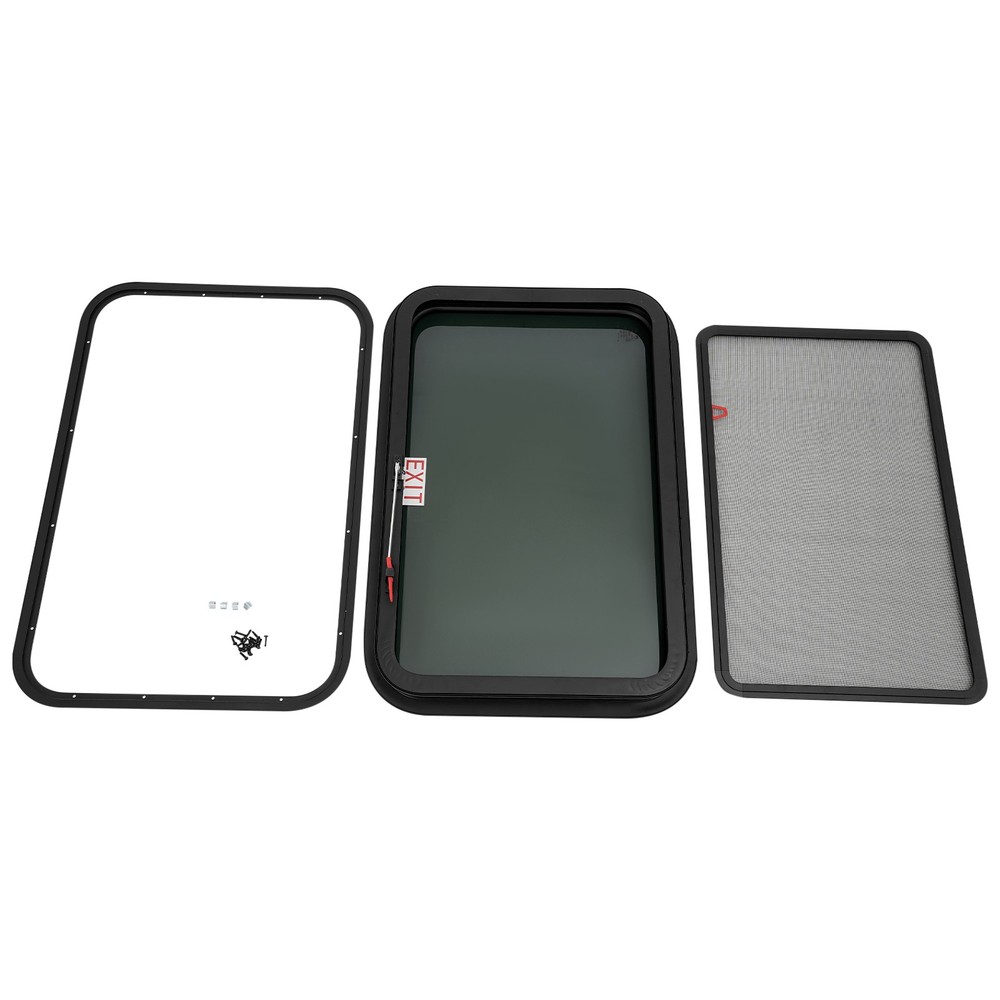 30"x20" RV Exit Window w/Screen & Trim Ring Tempered Glass Window Camper Trailer