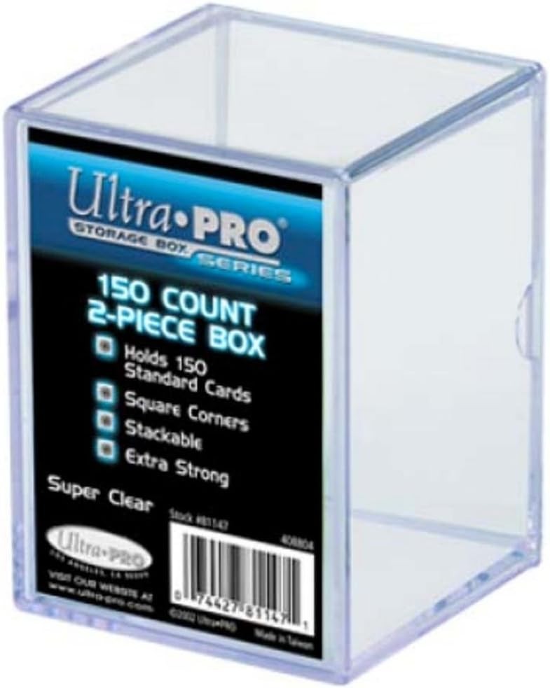 Clear Acrylic 2-Piece Trading Card Storage Box - 150 Count Capacity, Stackable