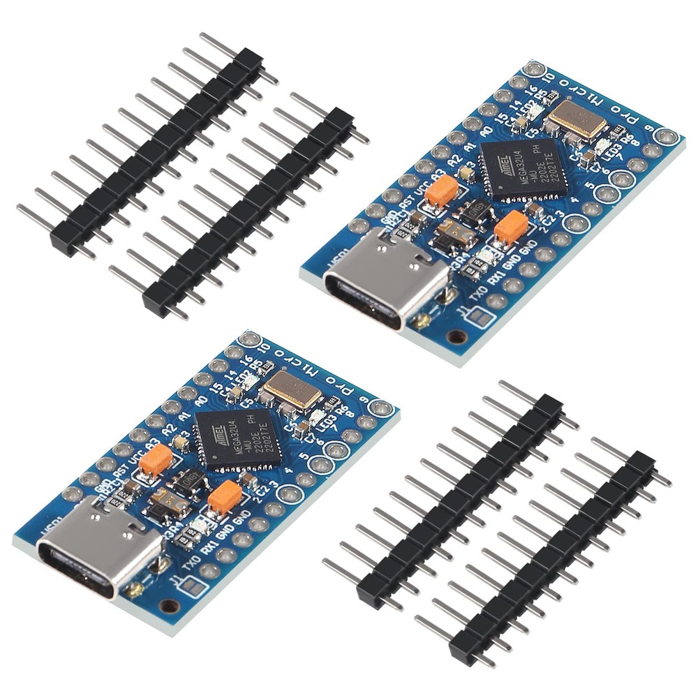2 PCS Pro Micro ATmega32U4 5V 16MHz Type-C Development Module Board for Arduino