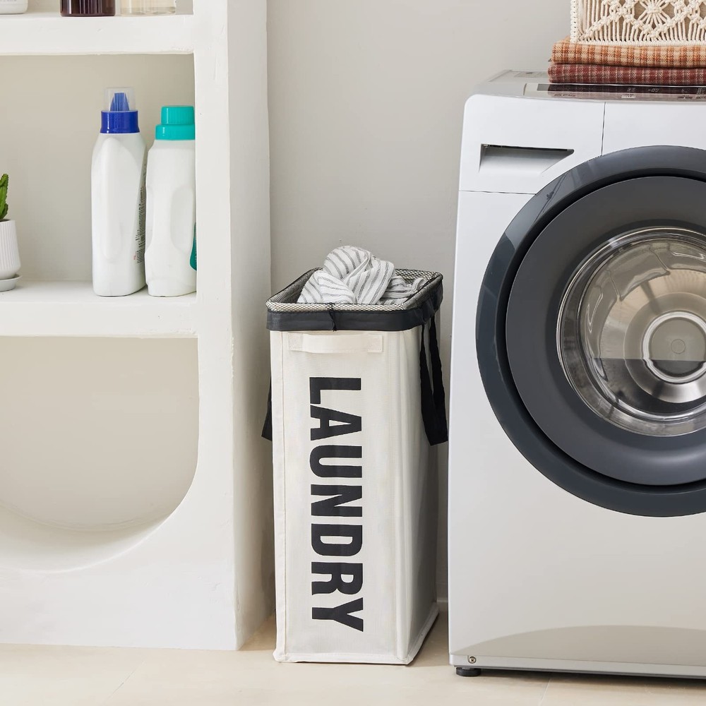 Slim Laundry Hamper with Removable Inner Bag and Side Handles, 45L Small Laundry