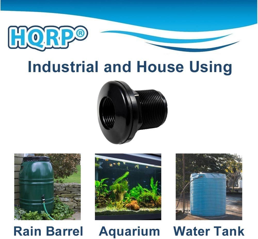 2-Pack HQRP 3/4" ABS Bulkhead Fitting Double Threaded Water Tank Connector