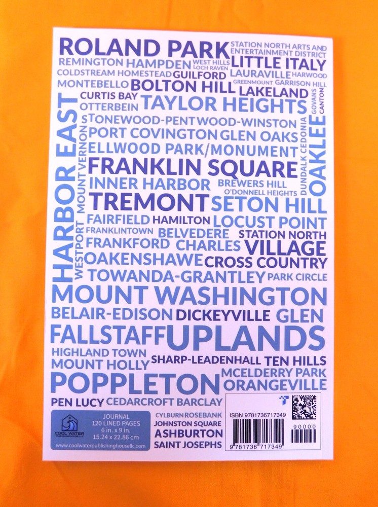 Baltimore Neighborhoods Blank Lined Writing Journal, Diary, Notebook, Paperback 