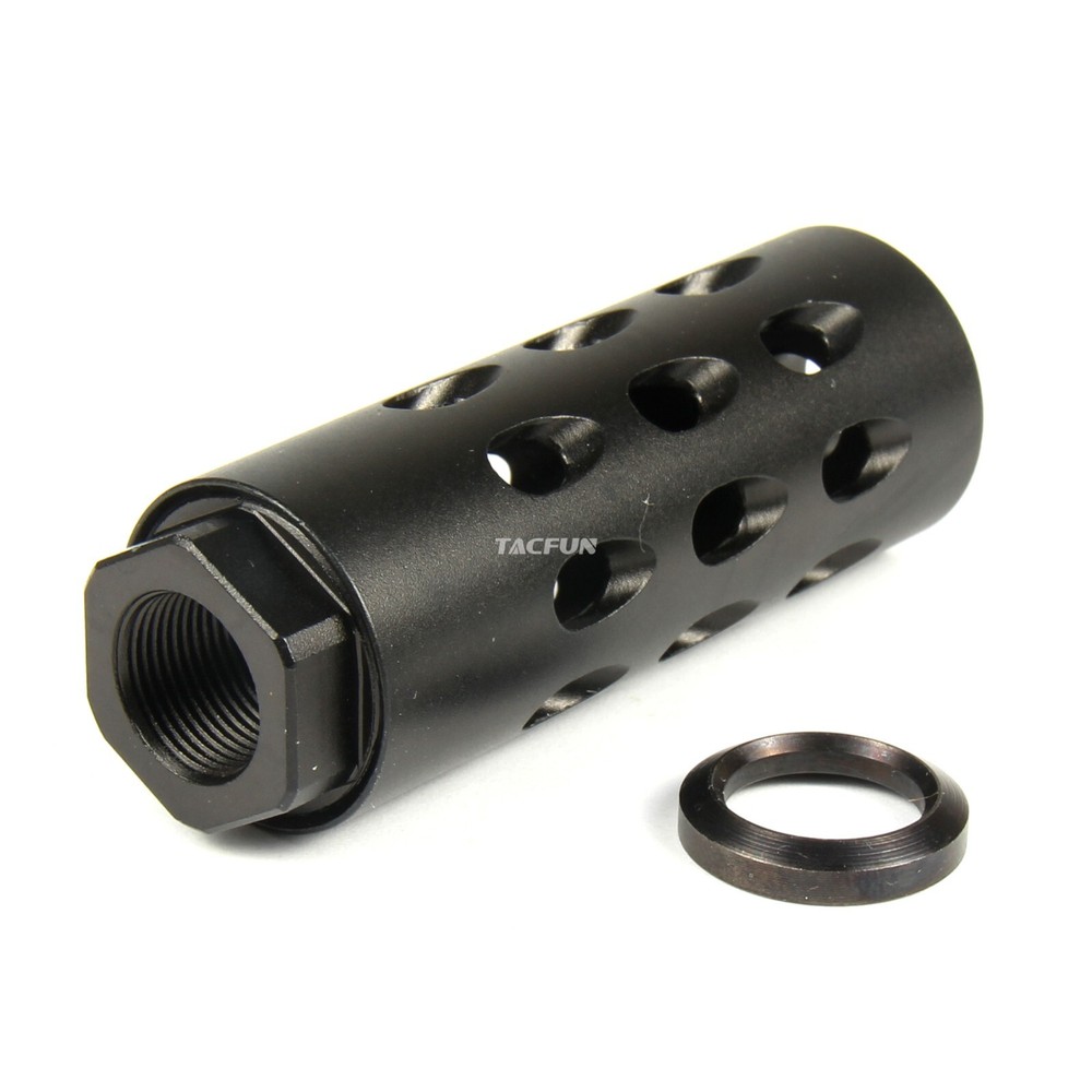 BLACK Aluminum Muzzle Brake Compensator 1/2x28 Thread for 9MM + Washer