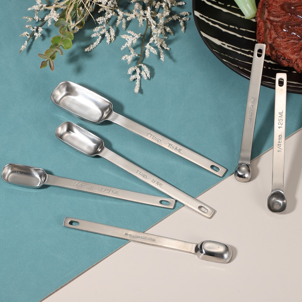 3pcs (1tsp|1/3tbsp|5ml|1/6oz)Stainless Single Measuring Spoon, Silver