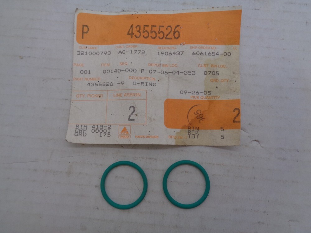AGCO O-RING PKG QTY 2 - 4355526 - BX19