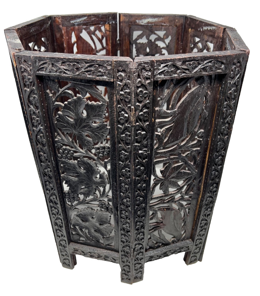 Antique Hand Carved Sheesham Octagon Folding Table