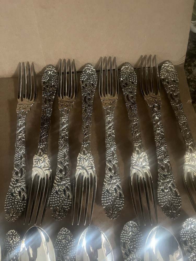 46 Pcs. Neiman Marcus Godinger Silver Plated Vineyard Pattern