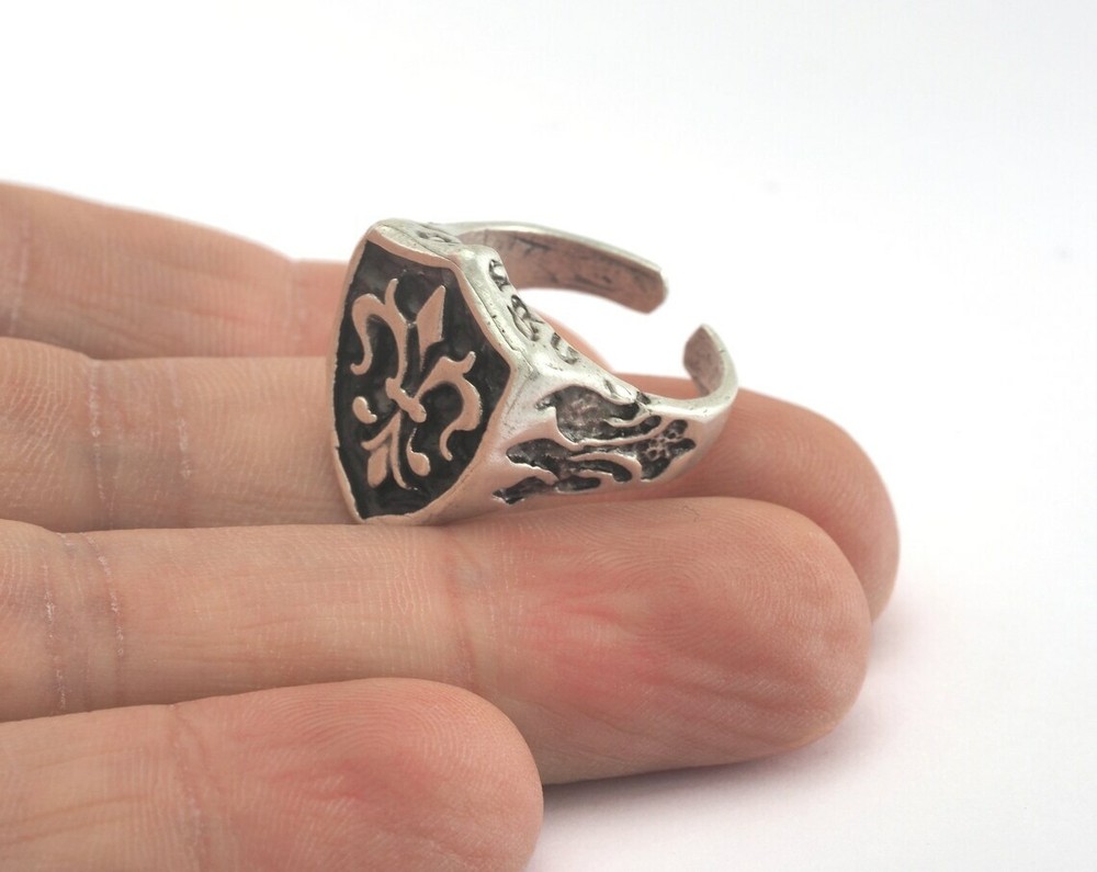 Lily Ring Logo Adjustable Ring Antique Silver Plated Brass 7US size 1955