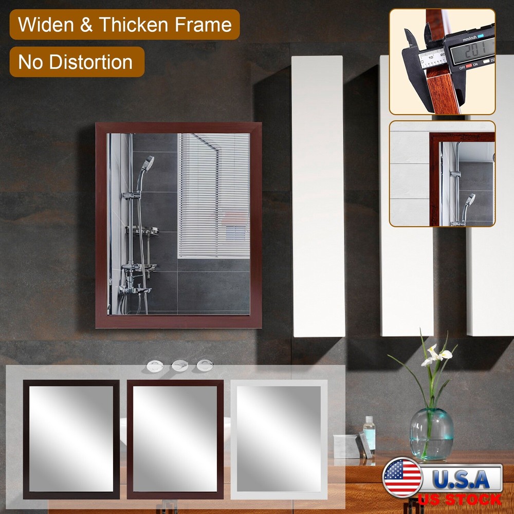 16"x12" Rectangular Wall Mount Mirror Bathroom Bedroom Make up Mirror Home Decor