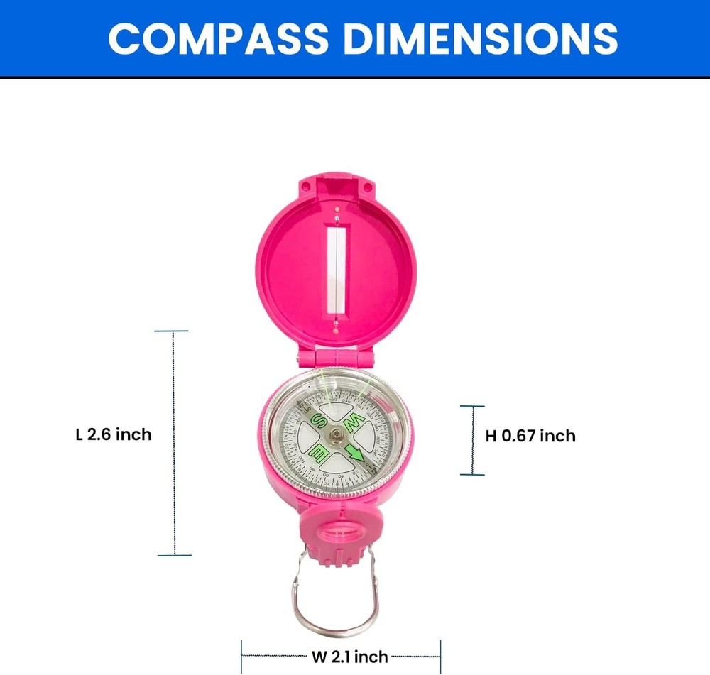 2-Pack Lensatic Compasses Hiking Backpacking Orienteering Compass Navigation ...