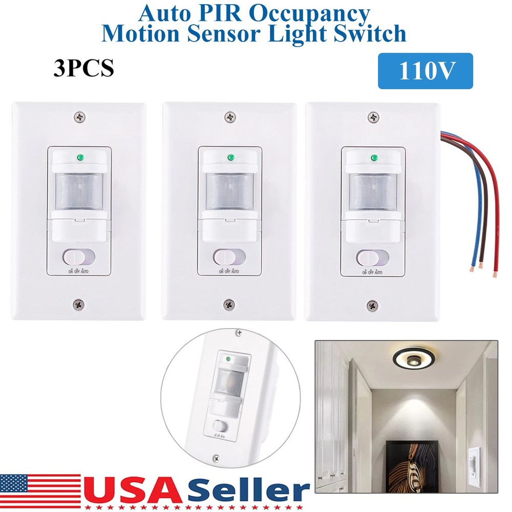 3Pack Automatic PIR Occupancy Motion Sensor Light Switch Auto On/Off Infrared
