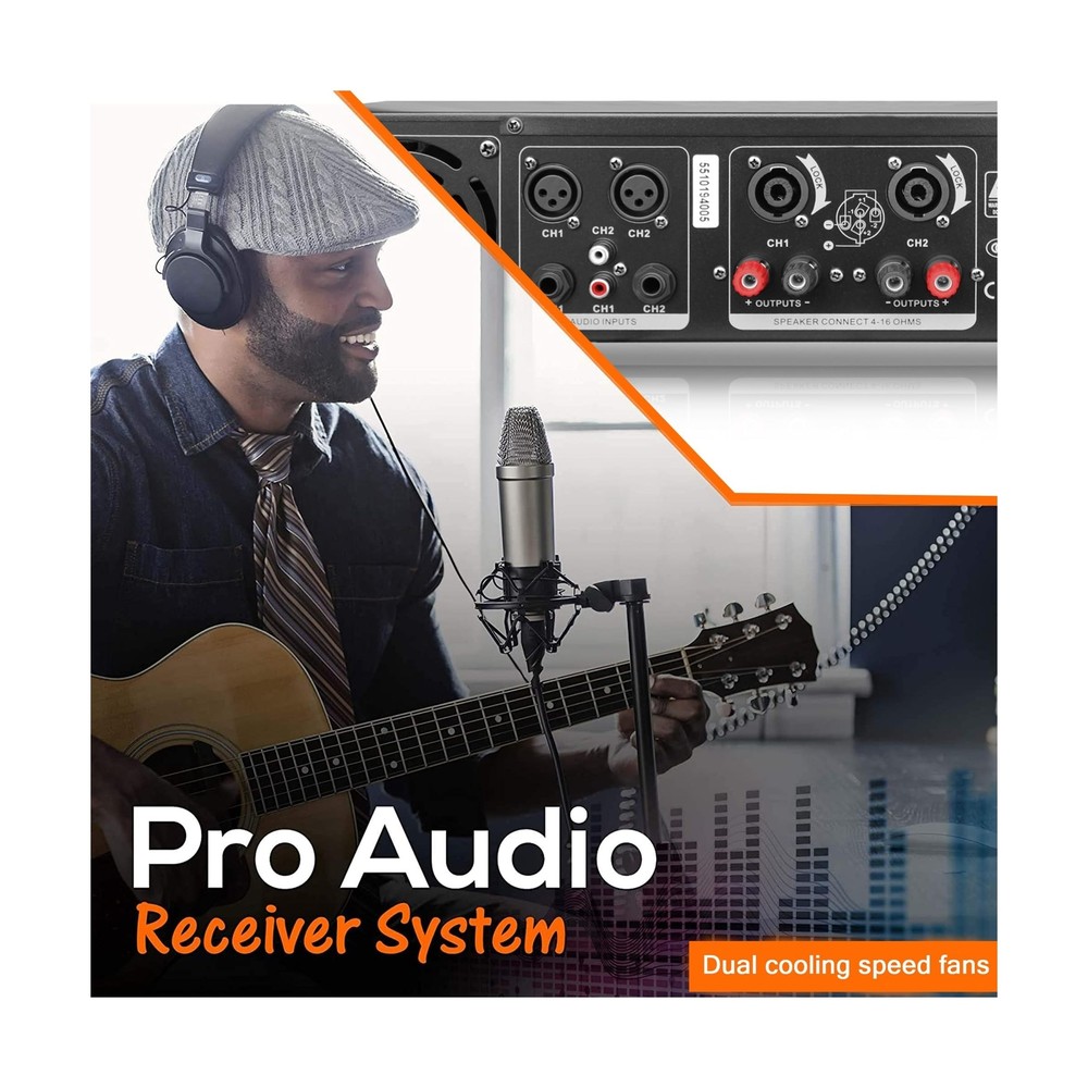 Technical Pro Professional Portable PA System, 2 Channel Digital Stereo Power...