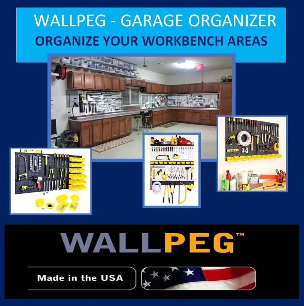 Pegboard Garage Tool & Storage Kit With Locking Peg Hooks - 72" Wide Tuff Poly !
