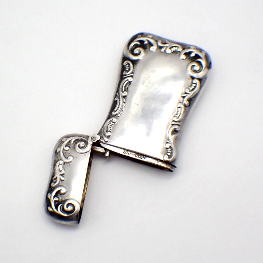 Engraved Scroll Match Safe Box Sterling Silver