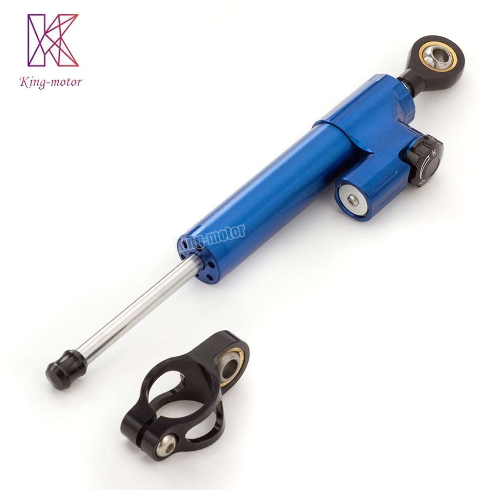 CNC Adjustable Steering Damper Stabilizer Motorbike Accessories Universal Blue