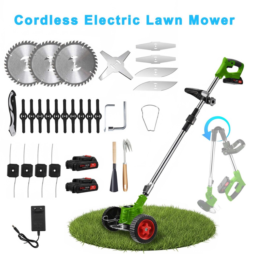 Cordless String Trimmer, Edger WeedWhacker Grass Eater Lawn Cutter w/2* Battery