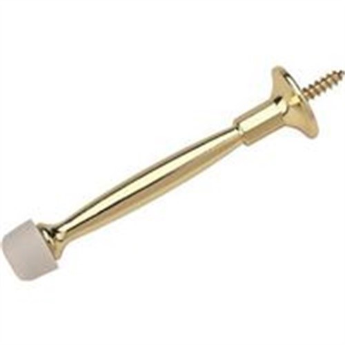 Deep Projection Rigid Door Stop 4 Inch Bright Brass