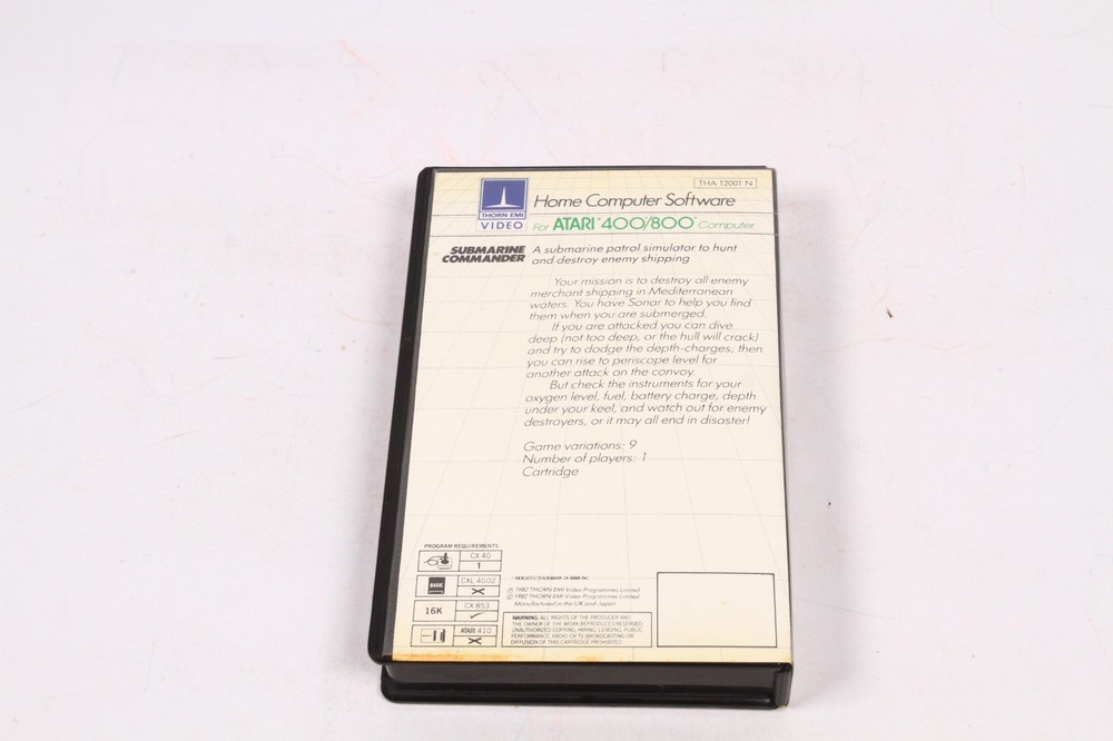 Atari Cartridge Computer Submarine Commander Thorn & XLENT Software