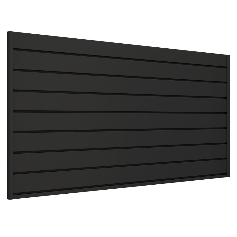 4FT x 2FT Black PVC Slatwall Panel, Modern Wall-Mounted Garage Storage System...